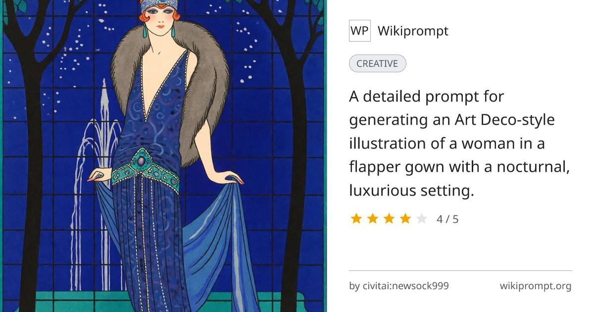 1920s Flapper Elegance Illustration | Wikiprompt