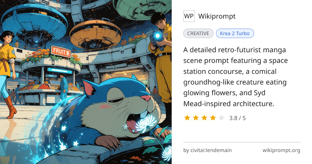 1980s Manga Space Station Groundhog Eating Flowers | Wikiprompt