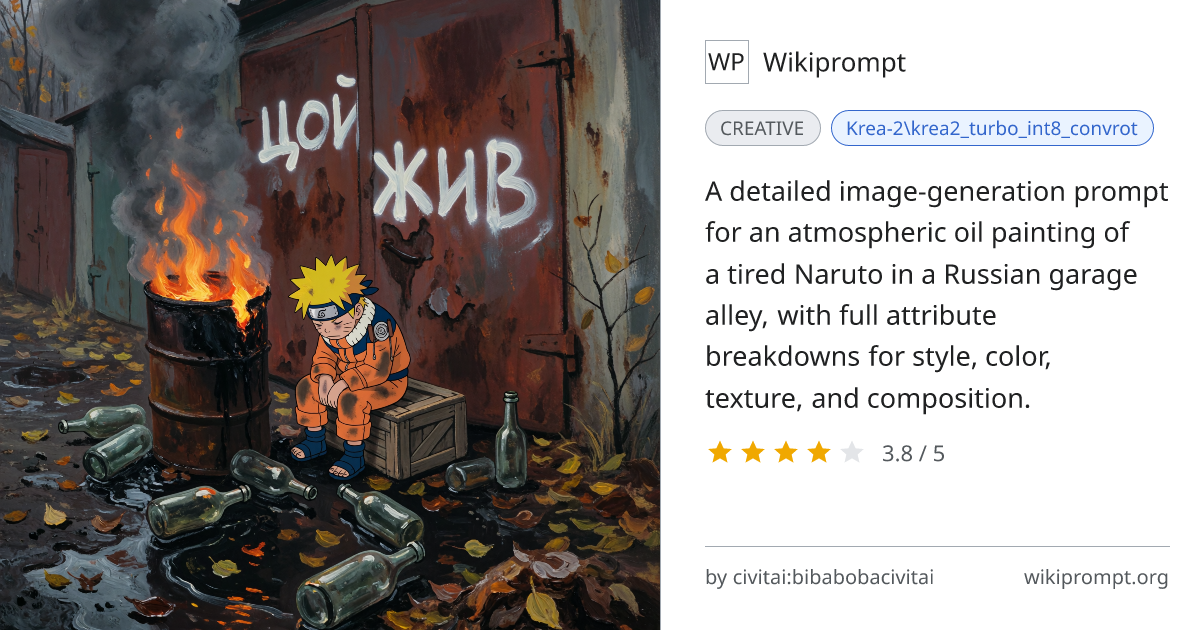 1990s Disney-style Naruto in Russian garage alley | Wikiprompt