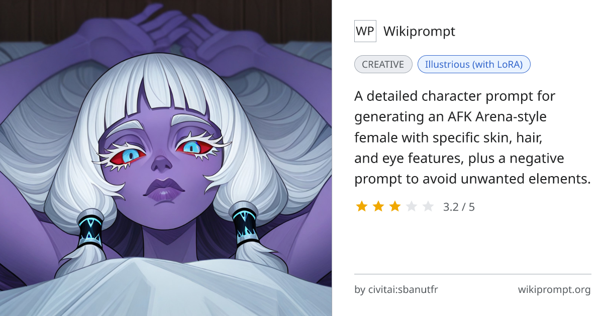 AFK Arena Illustrious Character Prompt | Wikiprompt