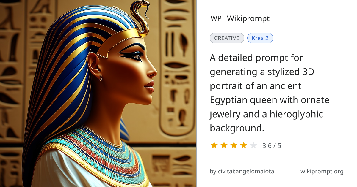 Ancient Egyptian Queen 3D Portrait | Wikiprompt