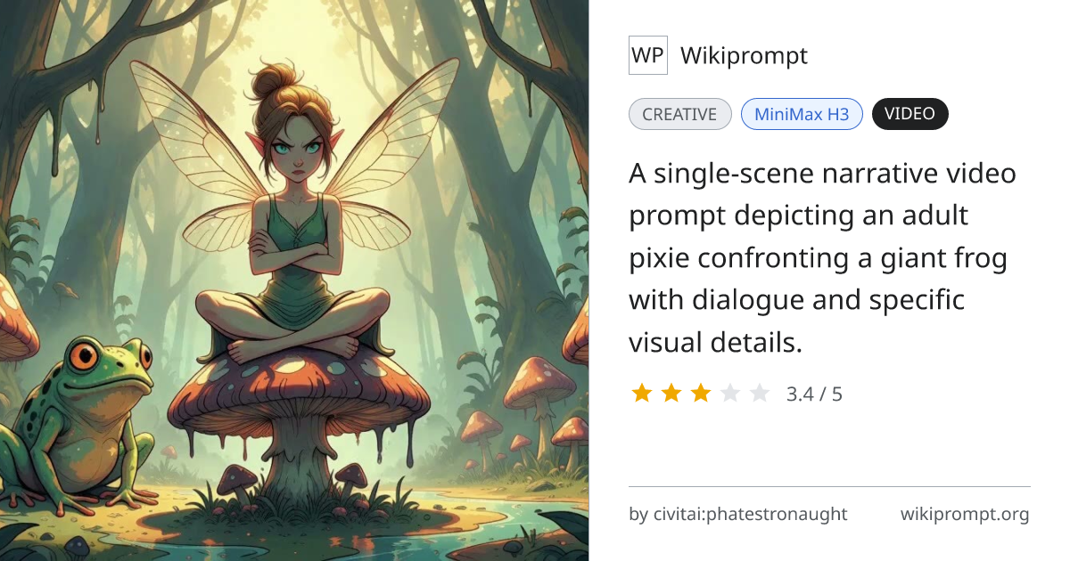 Angry pixie and giant frog scene | Wikiprompt