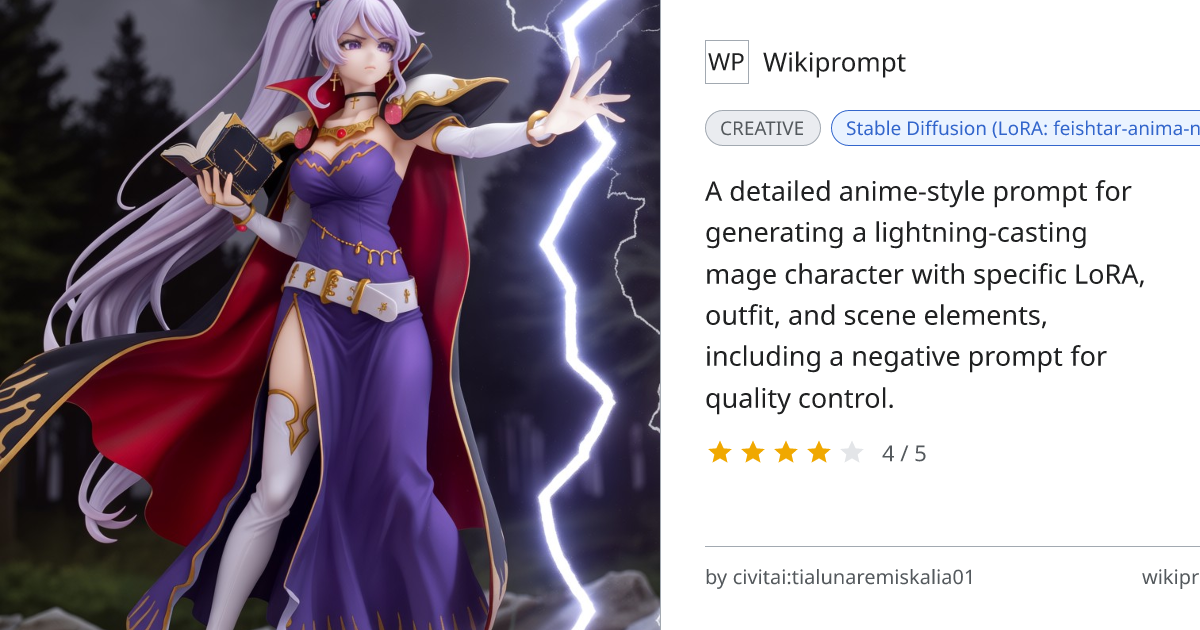 Anima Lightning Mage Character Prompt | Wikiprompt