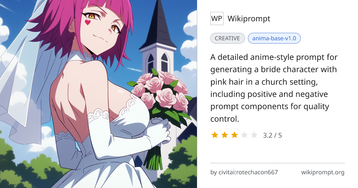 Anime Bride in Church - Character Prompt | Wikiprompt