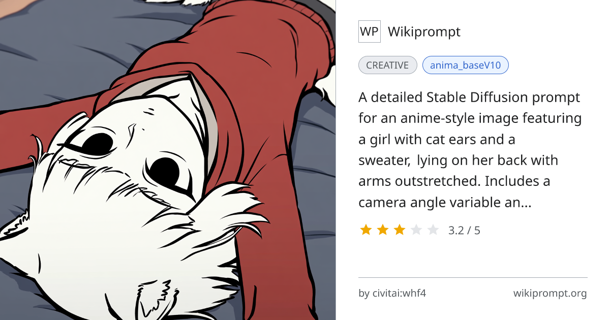 Anime Cat-Ear Girl Sweater Pose Prompt | Wikiprompt