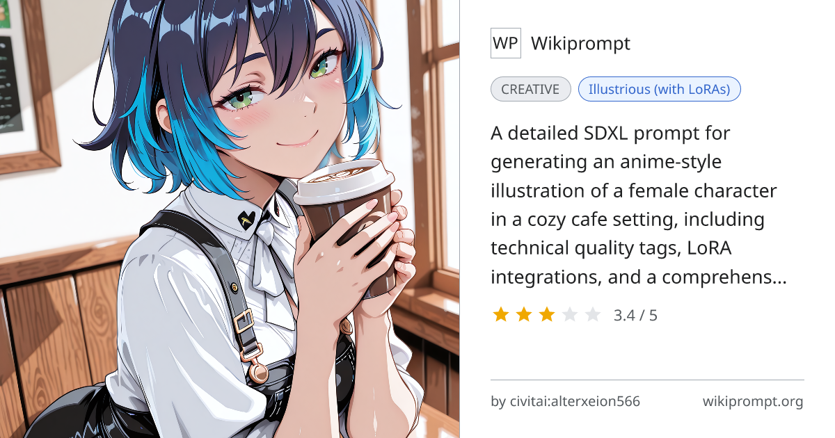 Anime Character at Cozy Cafe Portrait Prompt | Wikiprompt
