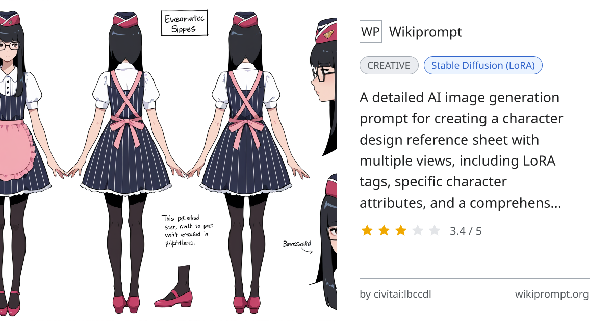 Anime Character Design Reference Sheet Prompt | Wikiprompt