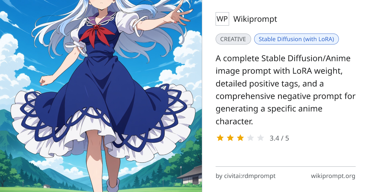 Anime Character Lora Prompt with Positive/Negative Tags | Wikiprompt