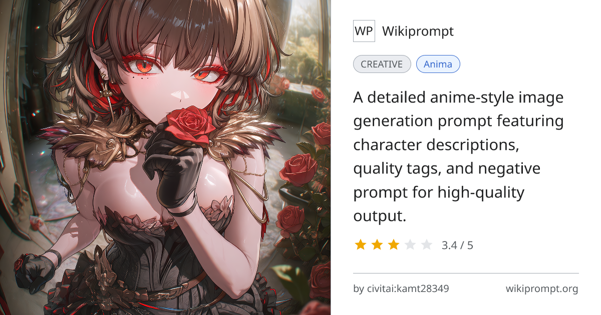 Anime Character Portrait Prompt with Quality Tags | Wikiprompt