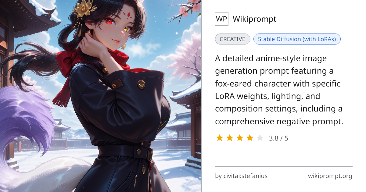 Anime Character with Fox Ears - Detailed Prompt | Wikiprompt