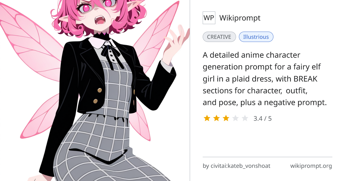 Anime Elf Girl in Plaid Dress Prompt | Wikiprompt