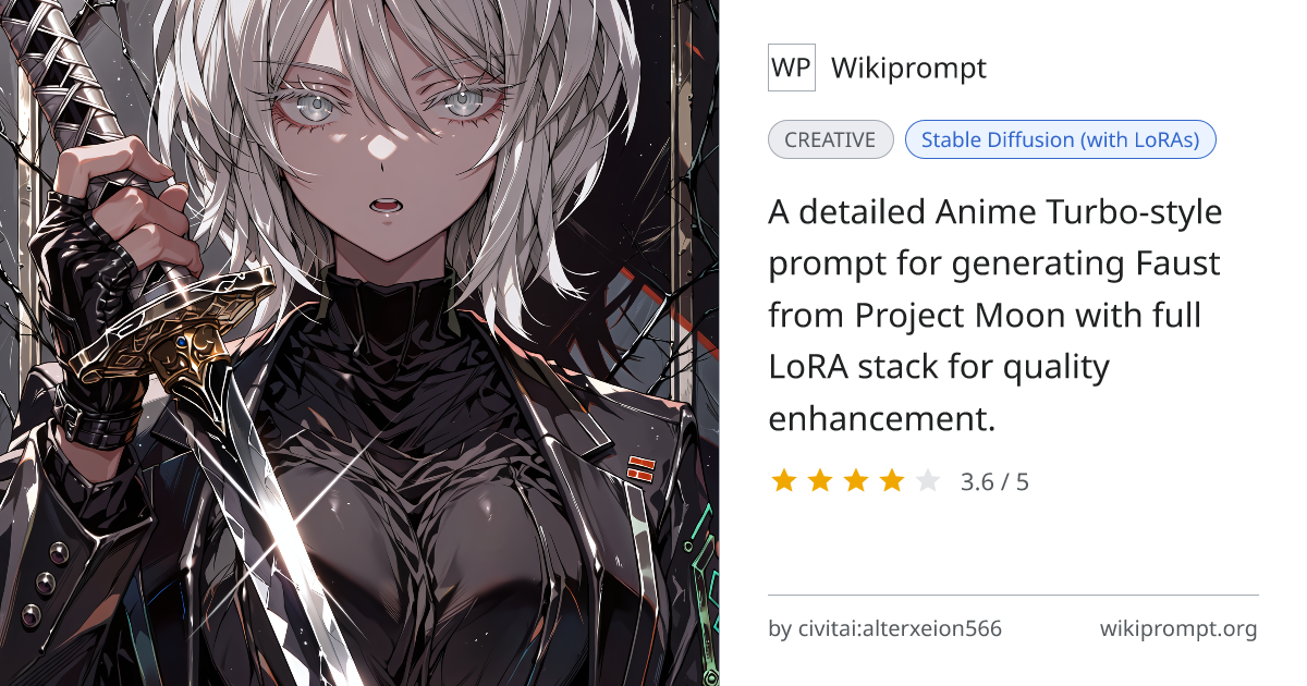 Anime Faust (Project Moon) Character Generation Prompt | Wikiprompt