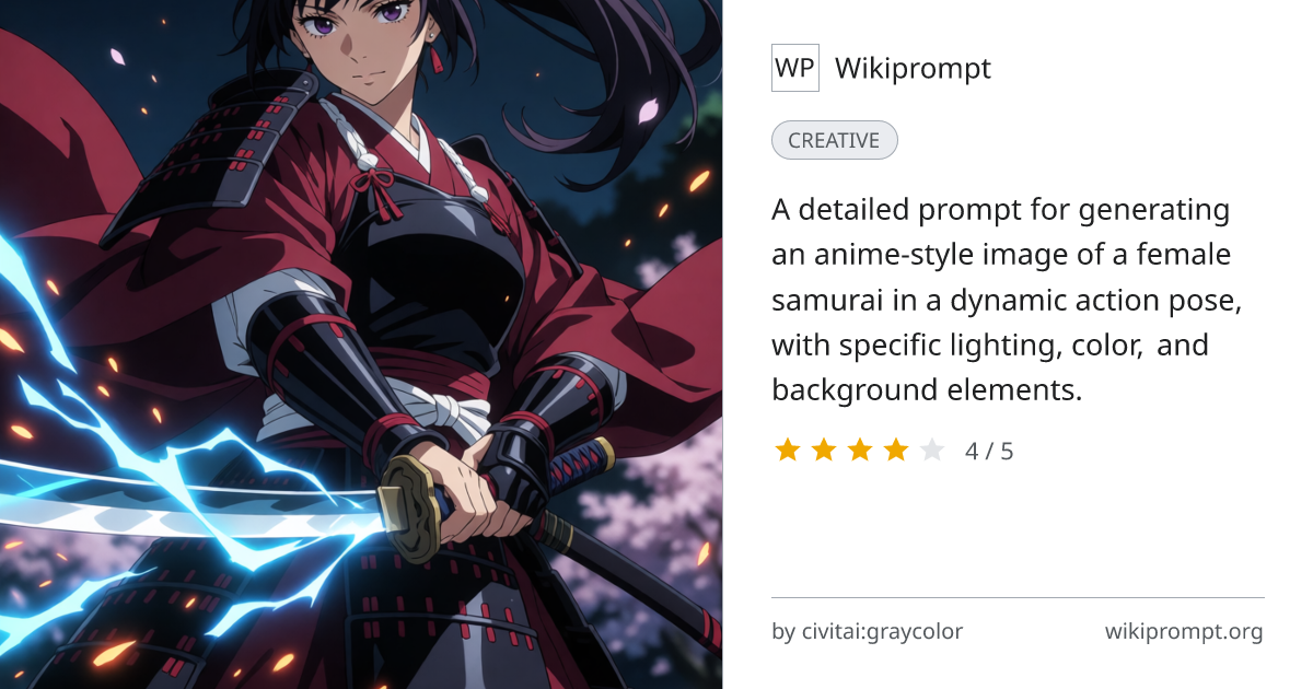 Anime Female Samurai Dynamic Action Shot | Wikiprompt