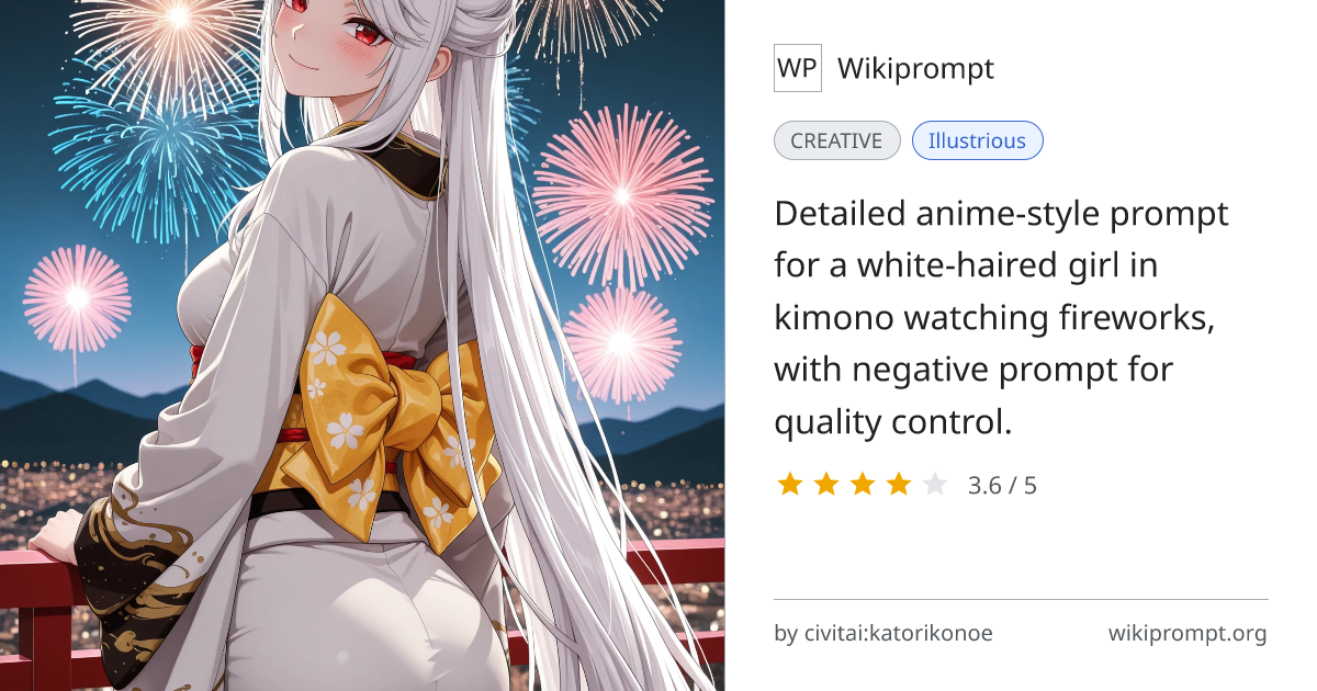 Anime Fireworks Kimono Girl | Wikiprompt