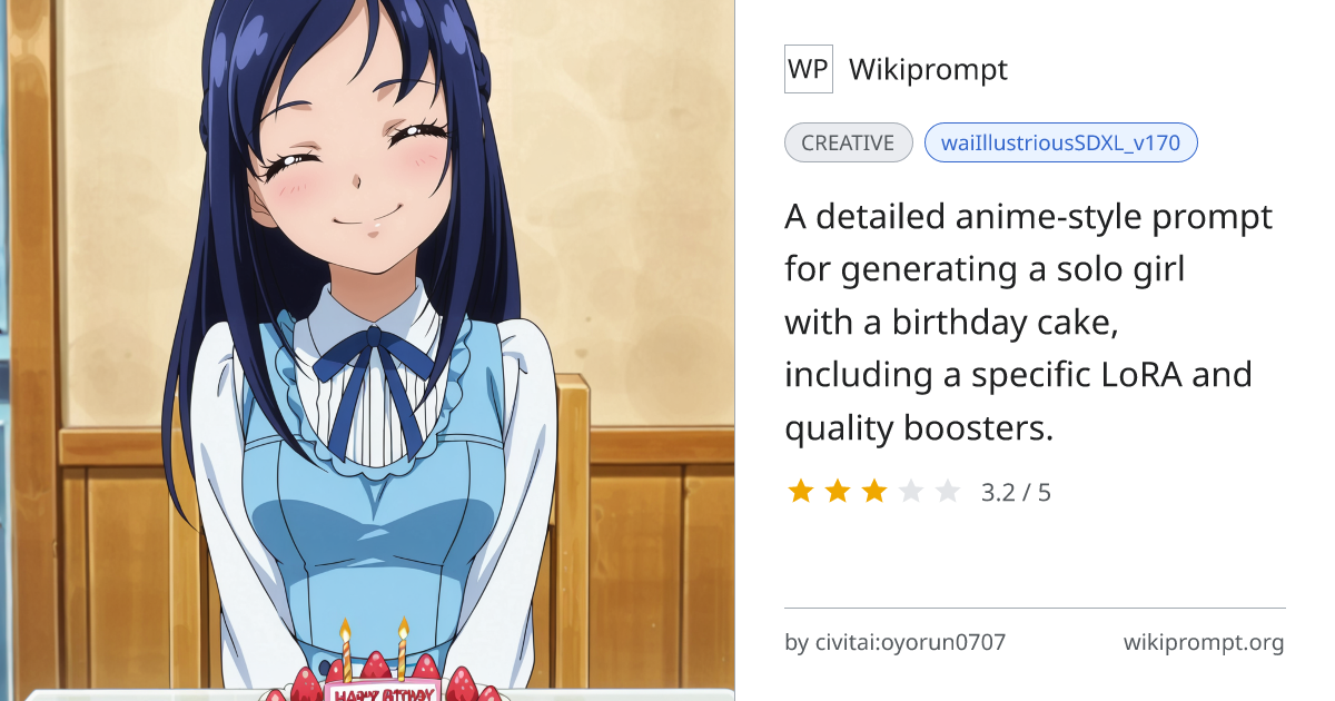 Anime Girl Birthday Cake LoRA Prompt | Wikiprompt
