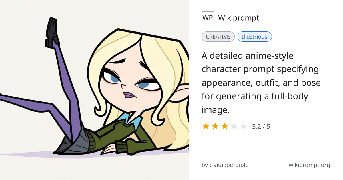 Anime Girl Character Prompt with Detailed Features | Wikiprompt