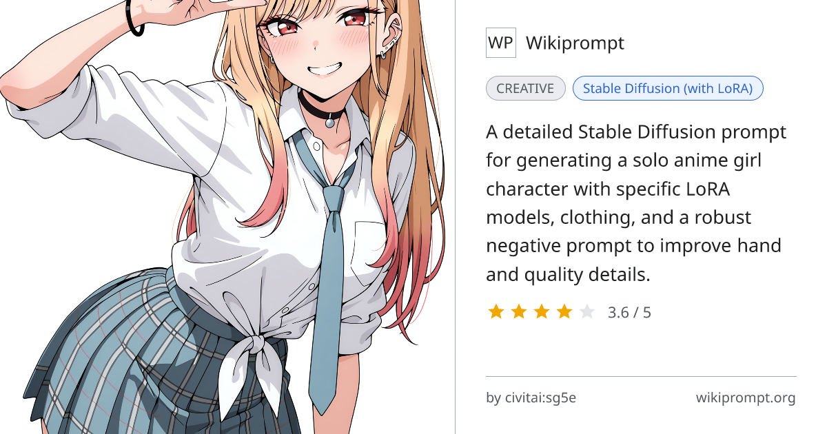 Anime Girl Character Prompt with LoRA | Wikiprompt