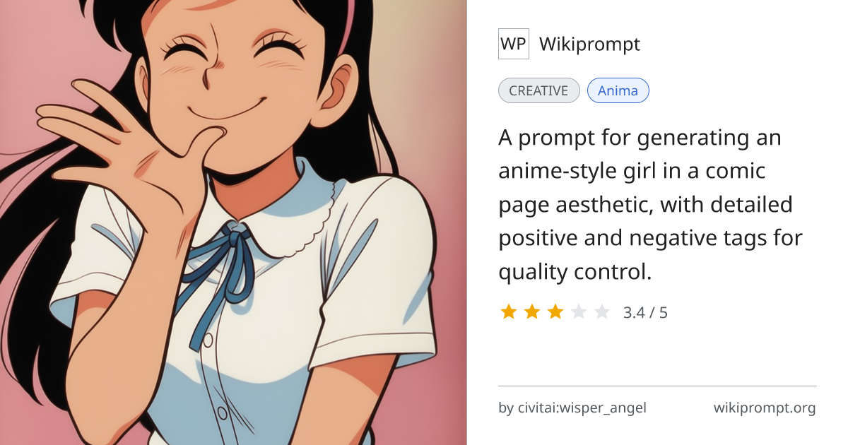 Anime Girl Comic Page Style Prompt | Wikiprompt