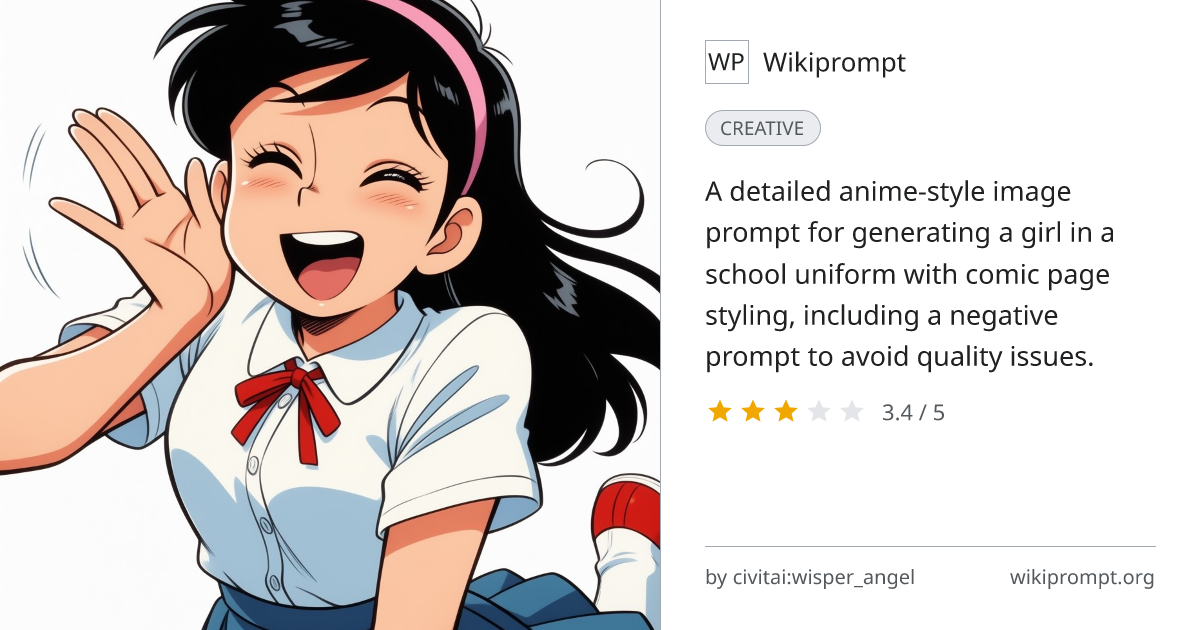Anime Girl Comic Style Prompt | Wikiprompt