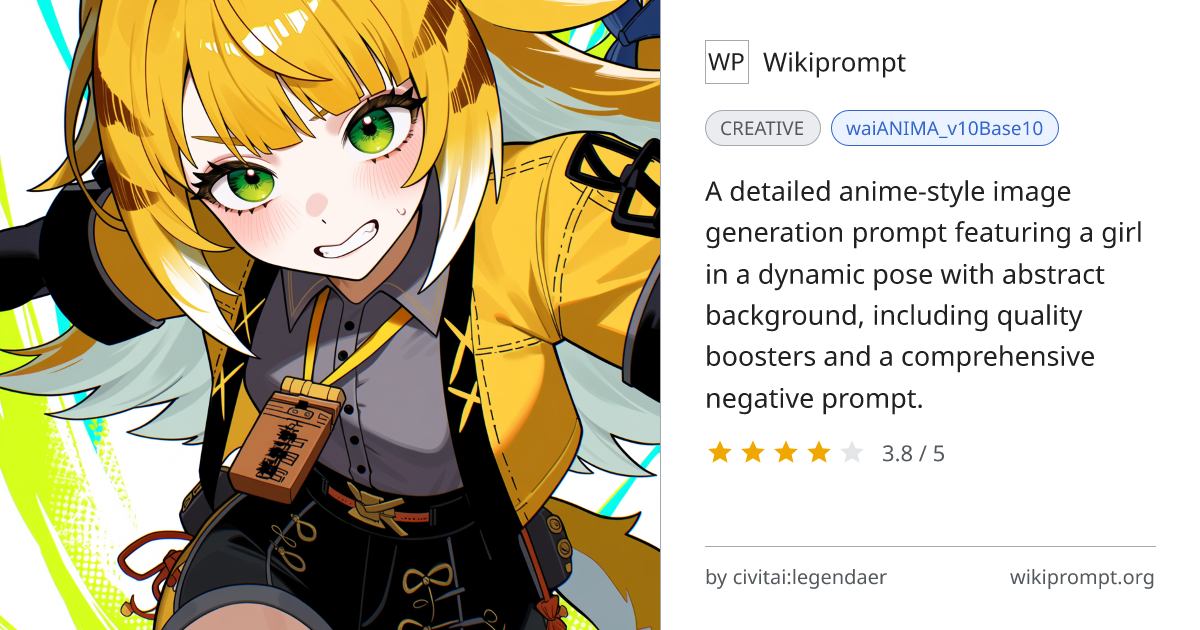 Anime Girl Dynamic Pose Prompt | Wikiprompt