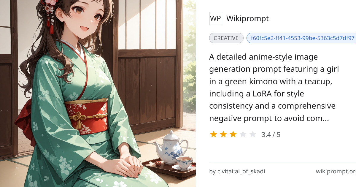 Anime Girl in Kimono Teacup Scene | Wikiprompt