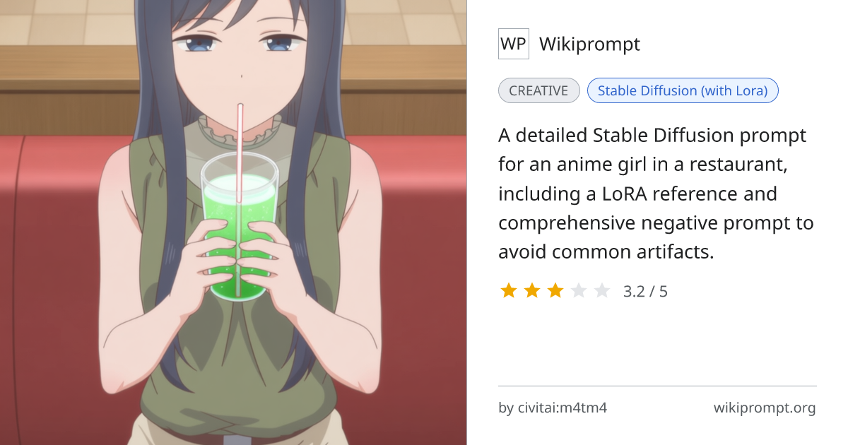 Anime Girl in Restaurant with LoRA | Wikiprompt