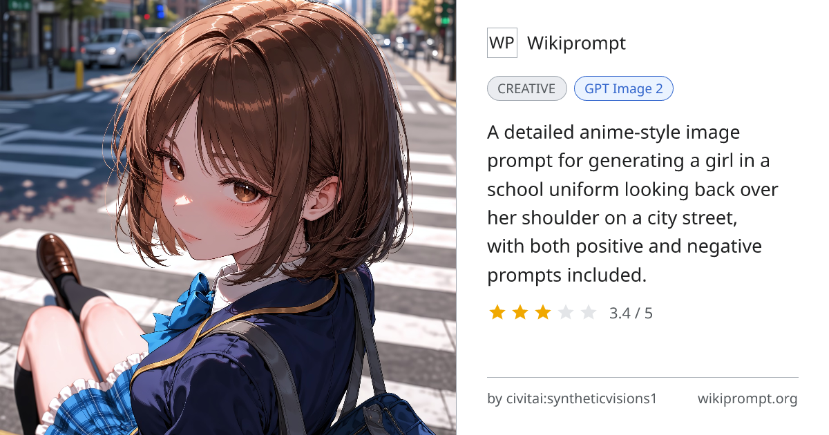 Anime Girl Looking Back in School Uniform | Wikiprompt