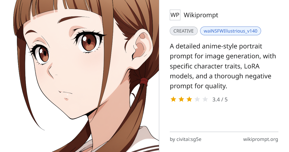 Anime Girl Portrait Prompt with LoRA | Wikiprompt