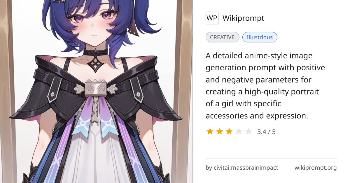 Anime Girl Portrait Prompt with Negative Parameters | Wikiprompt