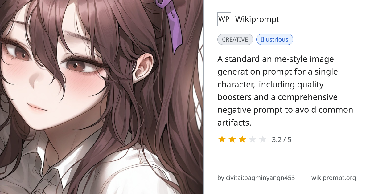 Anime Girl Portrait Prompt with Negative Prompt | Wikiprompt