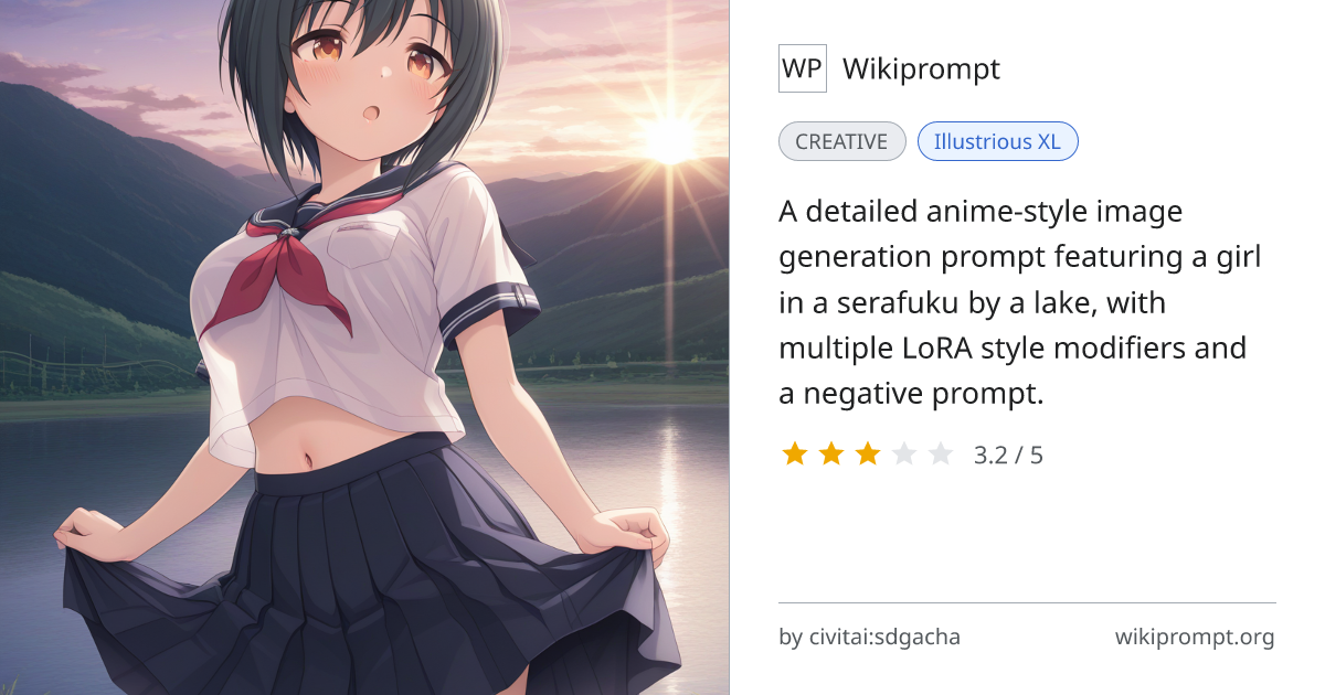 Anime Girl Serafuku Lakeside Prompt | Wikiprompt