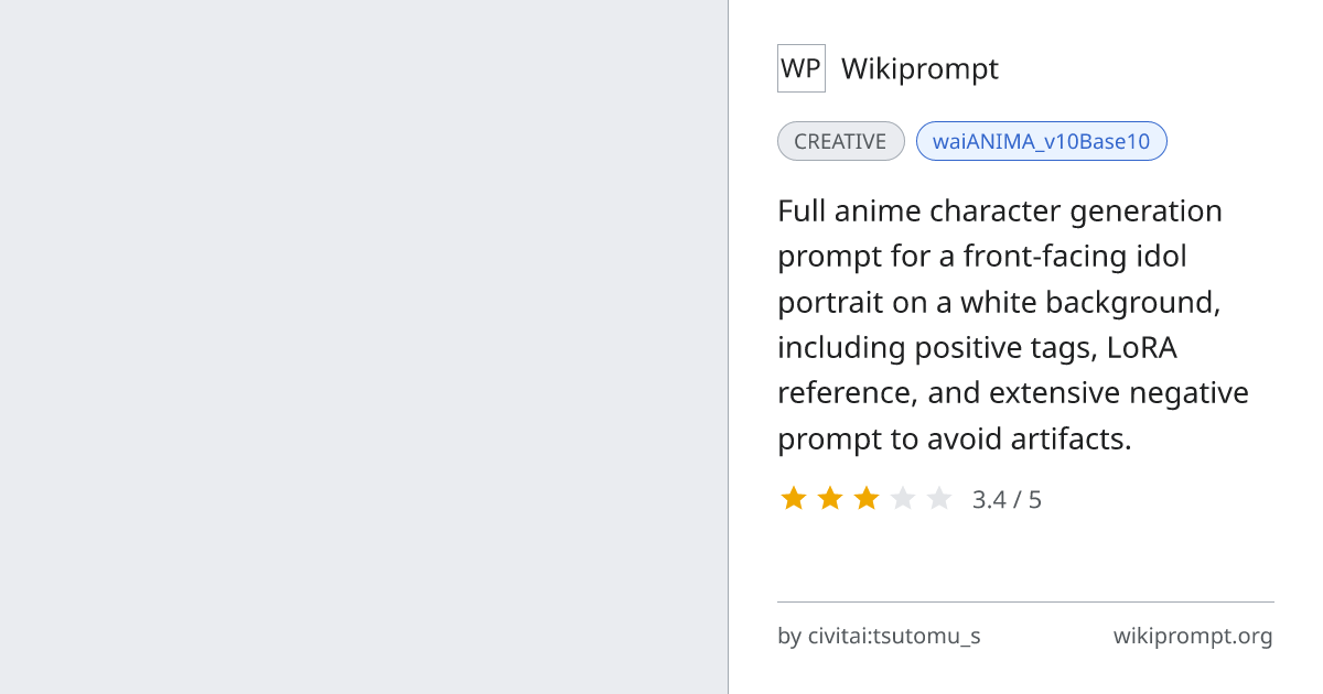 Anime Idol Character White Background Portrait | Wikiprompt