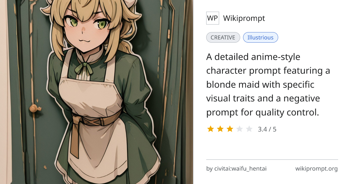 Anime Maid Character Illustration Prompt | Wikiprompt