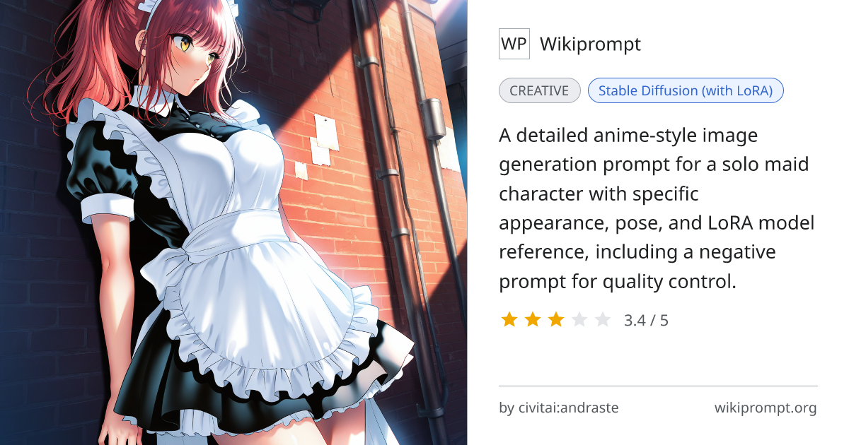 Anime Maid Character Portrait Prompt | Wikiprompt