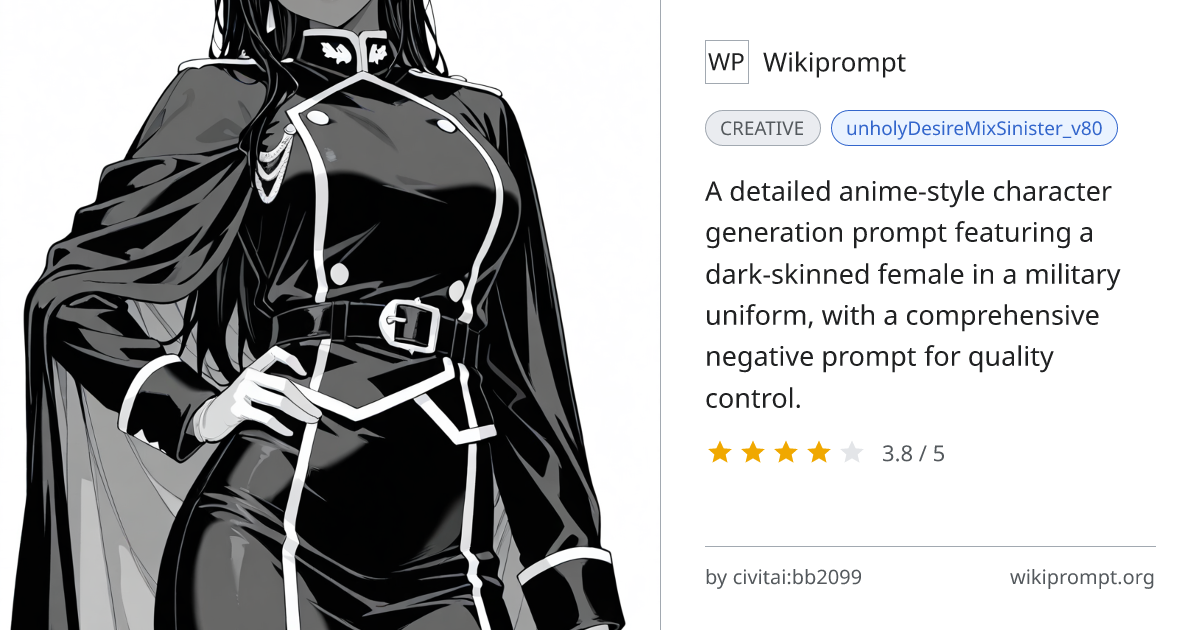 Anime Military Uniform Character Prompt with LoRA | Wikiprompt