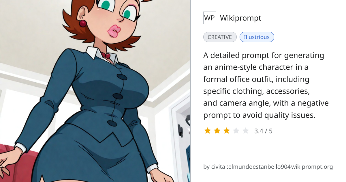 Anime office lady character prompt | Wikiprompt