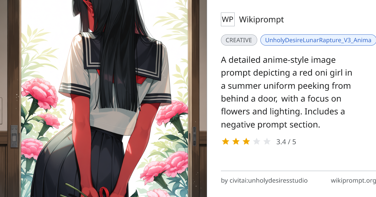 Anime Oni Girl Peeking Prompt | Wikiprompt