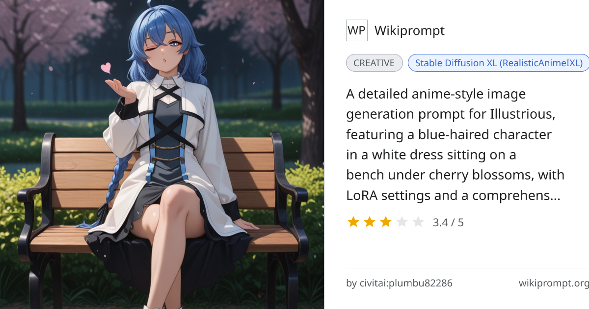 Anime Portrait with Cherry Blossoms - Illustrious | Wikiprompt