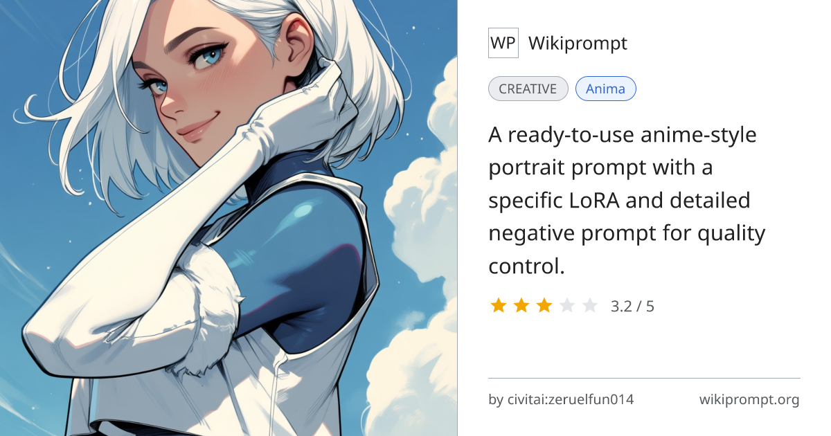 Anime Portrait with IceDCAnima LoRA | Wikiprompt