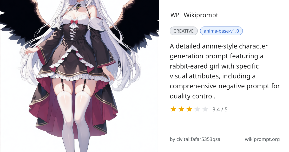 Anime Rabbit-Eared Girl Character Prompt | Wikiprompt