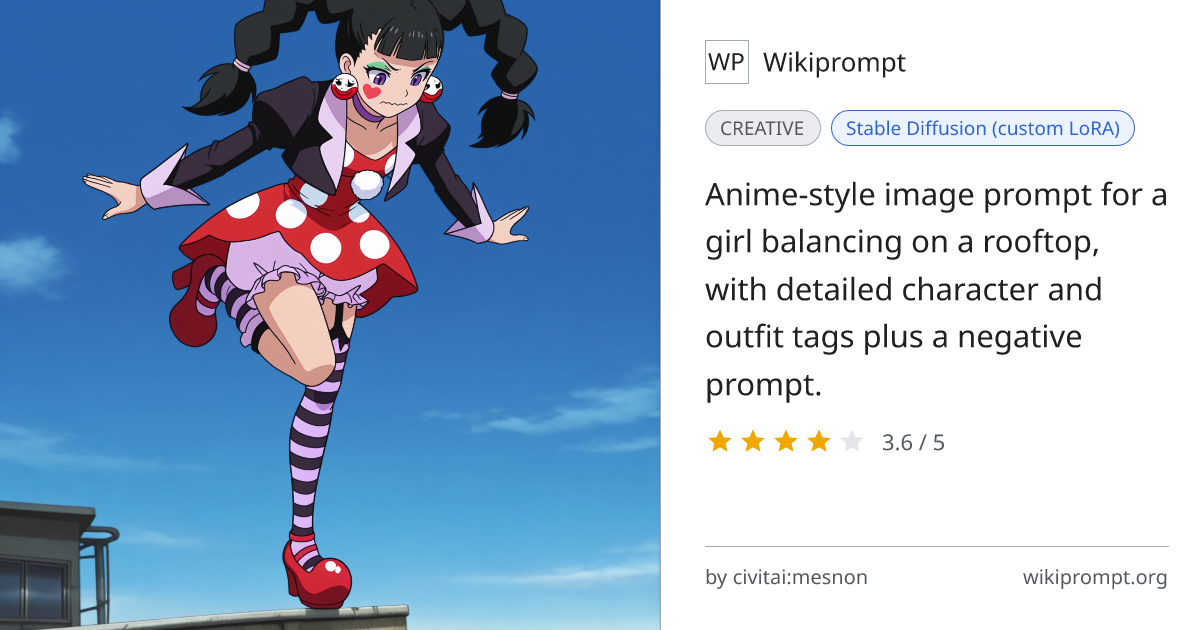 Anime Rooftop Balance Scene | Wikiprompt