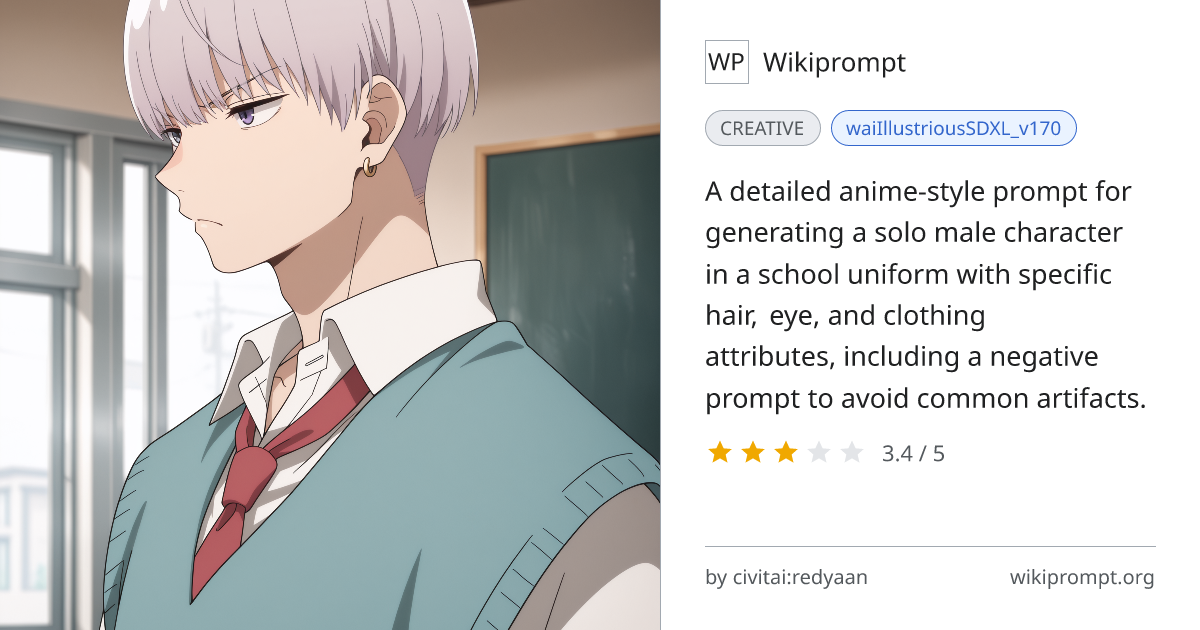 Anime School Boy Portrait Prompt | Wikiprompt