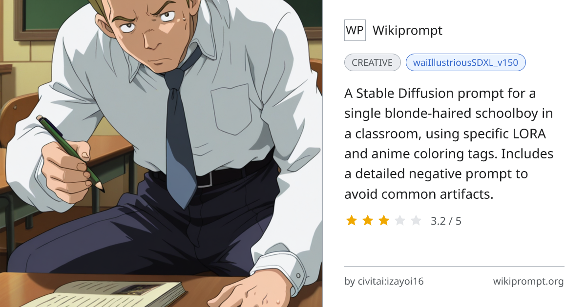 Anime Schoolboy Classroom Portrait Prompt | Wikiprompt