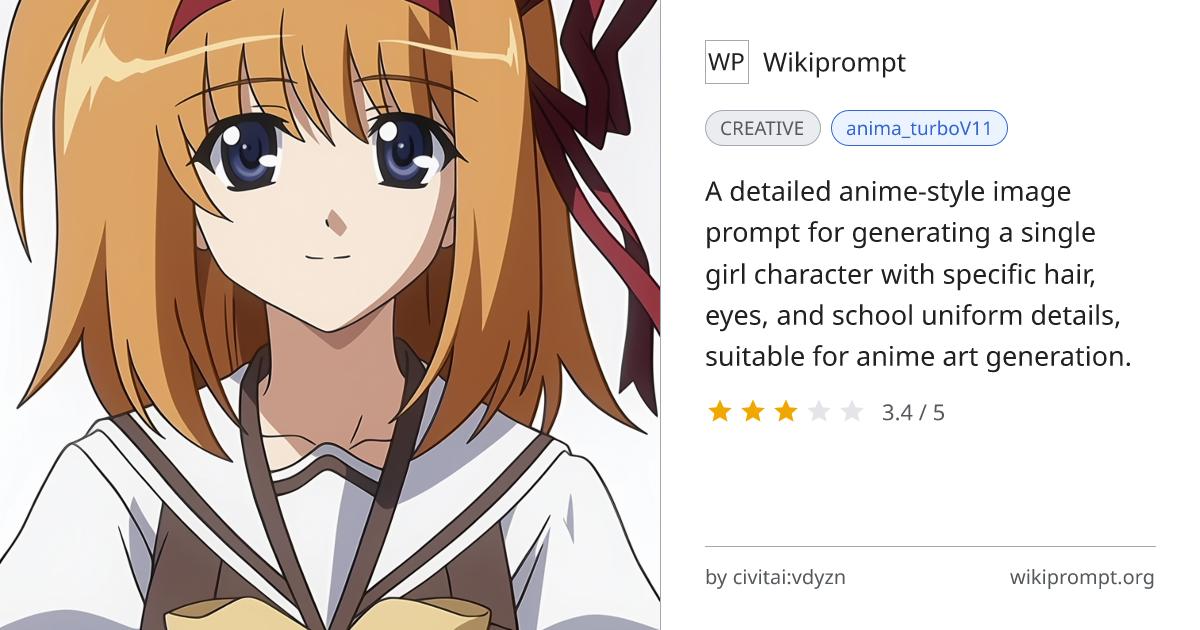Anime Screencap Style Character Prompt | Wikiprompt