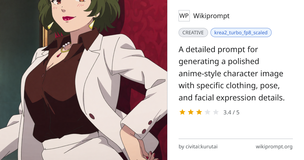 Anime-style character portrait with detailed features | Wikiprompt