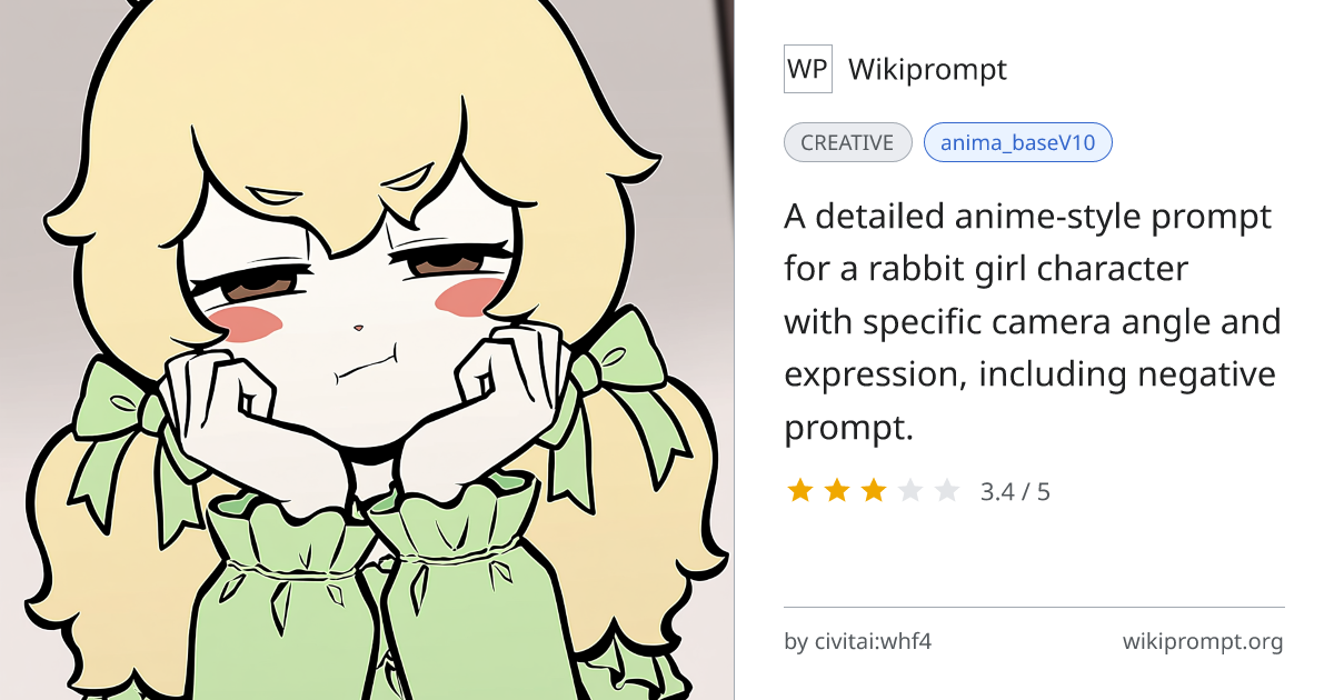 Anime-style rabbit girl portrait prompt | Wikiprompt