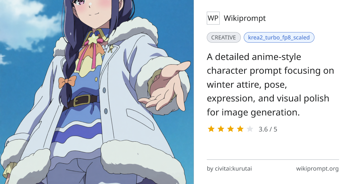 Anime Winter Character Prompt | Wikiprompt