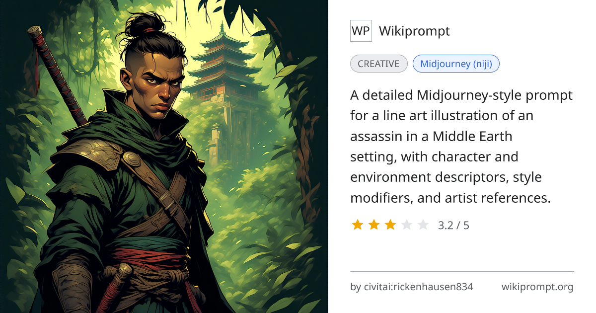 Assassin in Middle Earth Line Art | Wikiprompt