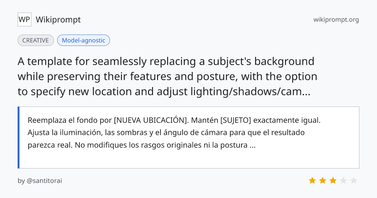 Background Replacement Prompt Template | Wikiprompt