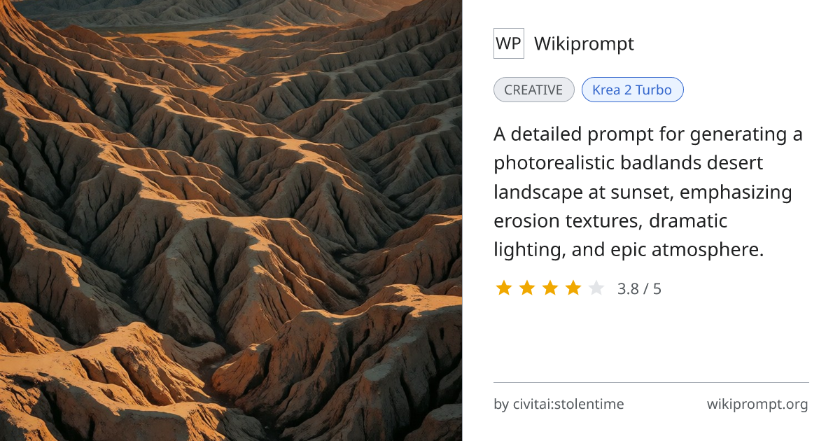 Badlands Desert Sunset Landscape | Wikiprompt